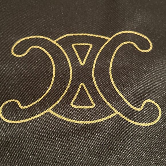 Celine Black Canvas Tote Bag Gold Logo Reusable Shopper NEW - Picture 2 of 8